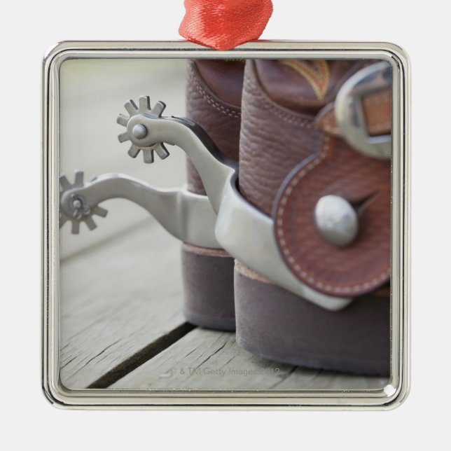 Sporne auf Cowboystiefeln Ornament Aus Metall (Vorne)