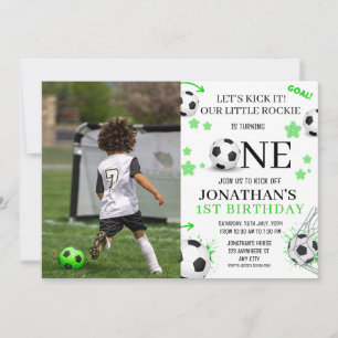 Sport 1. Geburtstagsfoto Fußballparty Einladung
