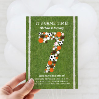 Sport 7. Geburtstagsparty Einladung