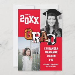 Sport Abschluss Fußball Basketball Fußball Rot Einladung