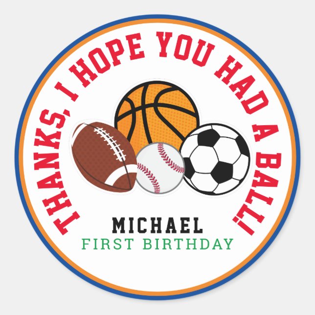 Sport All Star Party Vielen Dank für Ihre Unterstü Runder Aufkleber (Vorderseite)