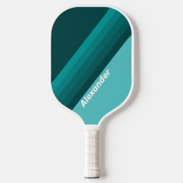 Sport Aqua Fade Stripes with Name Pickleball Schläger