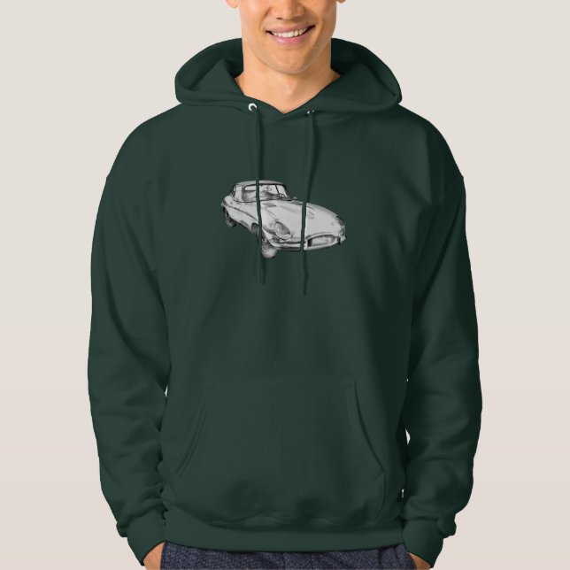 Sport-Auto-Illustration 1964 Jaguars XKE antike Hoodie (Vorderseite)