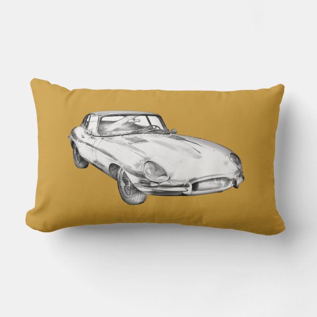 Sport-Auto-Illustration 1964 Jaguars XKE antike Lendenkissen (Vorderseite)