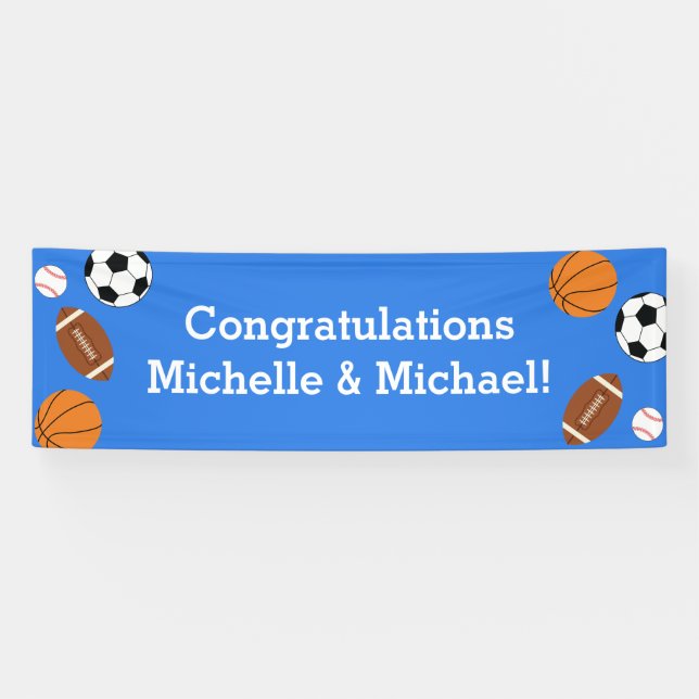 Sport Baby Dusche Co-ed Thema Boy Blue Banner (Horizontal)