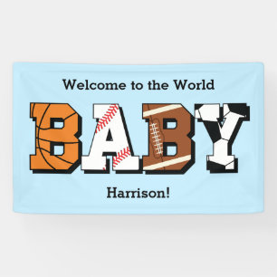 Sport Baby Dusche Co-ed Thema Boy Blue Banner
