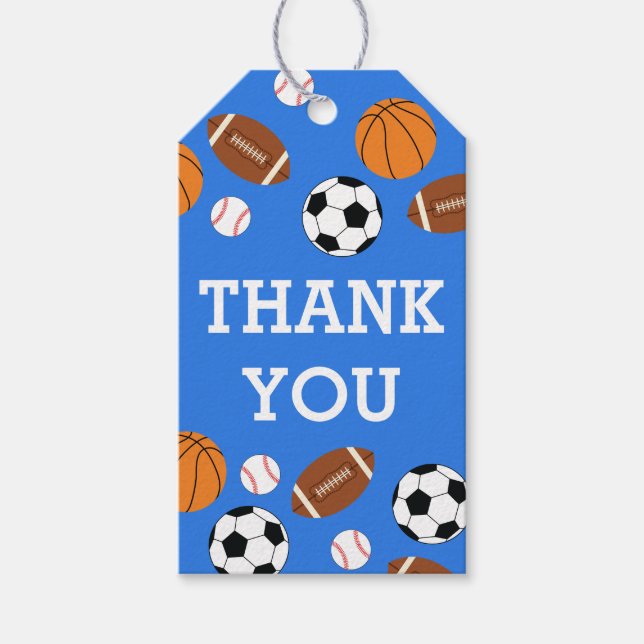 Sport Baby Dusche Co-ed Thema Boy Blue Geschenkanhänger (Vorderseite)