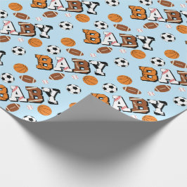 Sport Baby Dusche Co-ed Thema Boy Blue Geschenkpapier