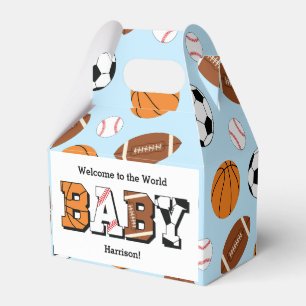 Sport Baby Dusche Co-ed Thema Boy Blue Geschenkschachtel