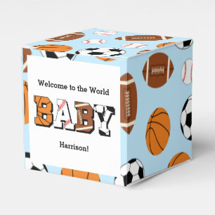 Sport Baby Dusche Co-ed Thema Boy Blue Geschenkschachtel