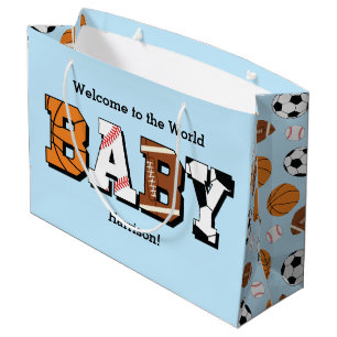 Sport Baby Dusche Co-ed Thema Boy Blue Große Geschenktüte