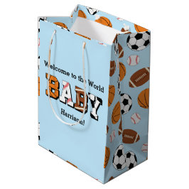 Sport Baby Dusche Co-ed Thema Boy Blue Mittlere Geschenktüte