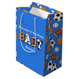 Sport Baby Dusche Co-ed Thema Boy Blue Mittlere Geschenktüte