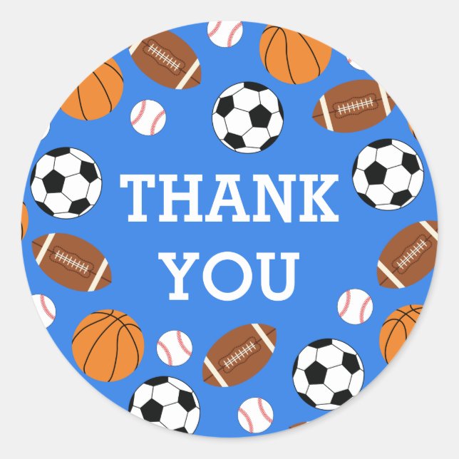 Sport Baby Dusche Co-ed Thema Boy Blue Runder Aufkleber (Vorderseite)