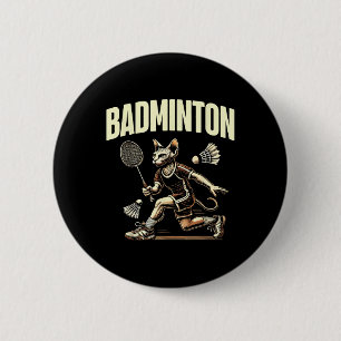 Sport Badminton Cat Enthusiasten Feline Kitten Lov Button