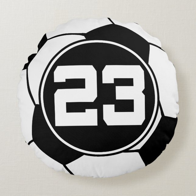 Sport-Ball-Geschenk der Fußball-Spieler-Zahl-23 Rundes Kissen (Vorderseite)