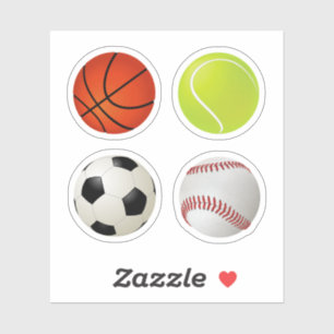 Sport-Ball-Set-Basketball-Tennis-Fußball-Baseball Aufkleber