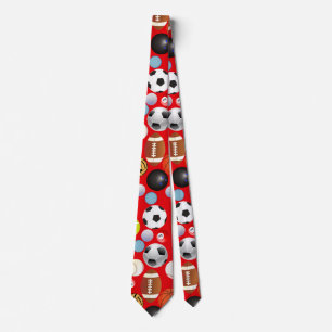 Sport Balls Muster B.Red BG Krawatte
