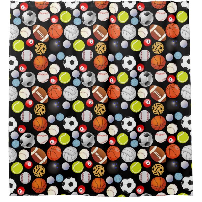 Sport Balls Muster Duschvorhang (Vorderseite)