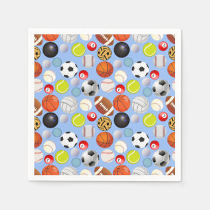 Sport Balls Pattern Lblue BG Serviette