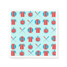 Sport Baseball Game Athletic Blue Paper Napkin