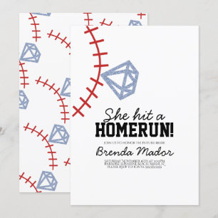 Sport Baseball Homerun Glitter Brautparty Einladung