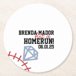 Sport Baseball Homerun Glitter Brautparty Runder Pappuntersetzer