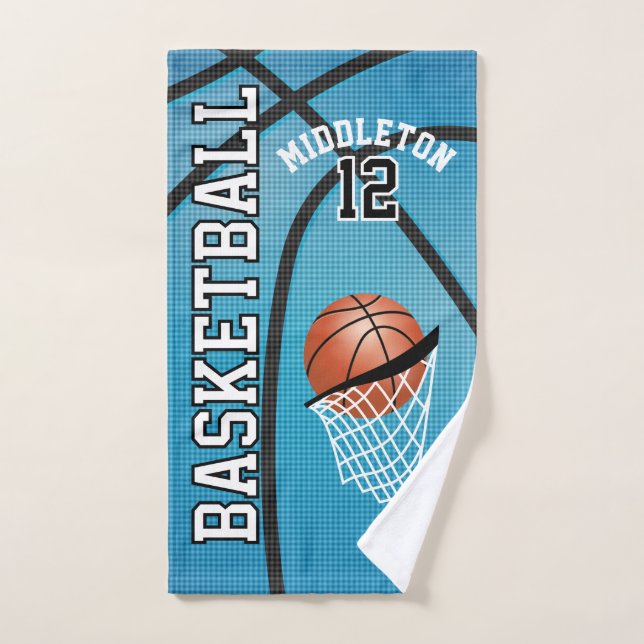 Sport 🏀 Basketball auf Baby Blue Background Handtuch (Handtuch)
