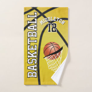 Sport 🏀 Basketball im Gelben Hintergrund Handtuch