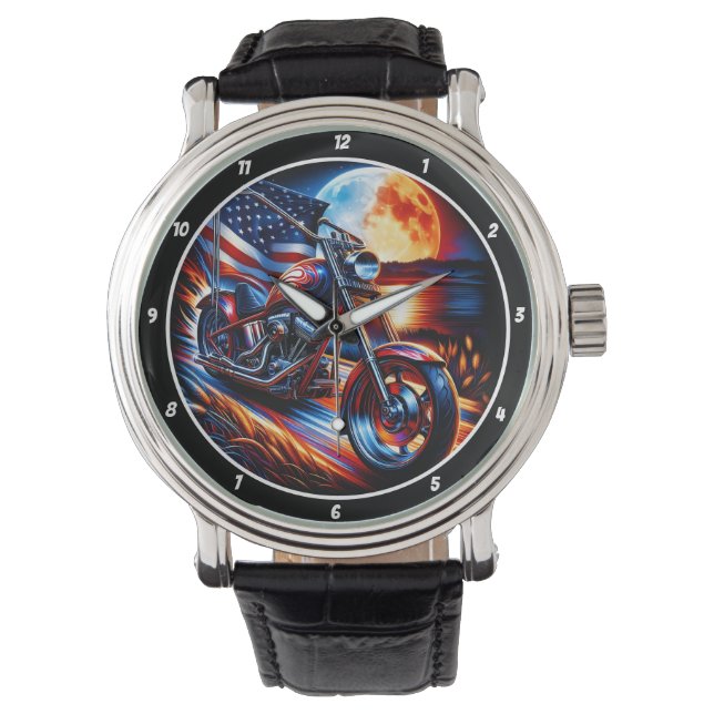 Sport Bike, American Moonlit Ride. Armbanduhr (Vorderseite)