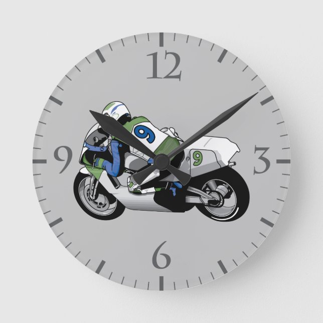 Sport Bike Motorrad Runde Wanduhr (Vorderseite)