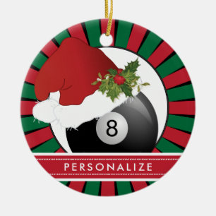 Sport Billiards Weihnachtsfeier Weihnachtsmannmütz Keramik Ornament