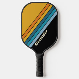 Sport Black Rainbow Striped with Name Pickleball Schläger