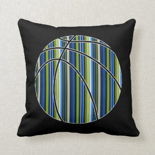 Sport Blue Green Strip Basketball Kissen
