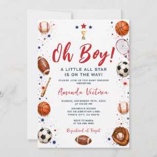 Sport Boy Ball All Star Themenparty Baby Shower Einladung