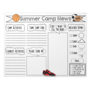 Sport Camp Letter Summer Camp Stationäre Notizblock