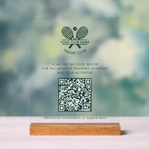 Sport Club Name Tennis Team QR Code Website Benutz Acrylschild