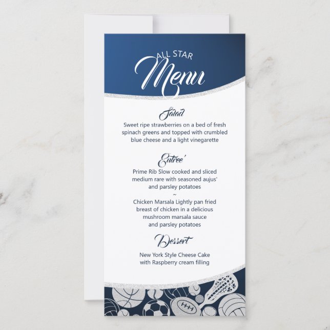 Sport Combo All Star Menü Blue Save The Date (Vorderseite)