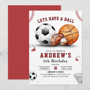 Sport Einladung zum Geburtstag, Basketball Fußball