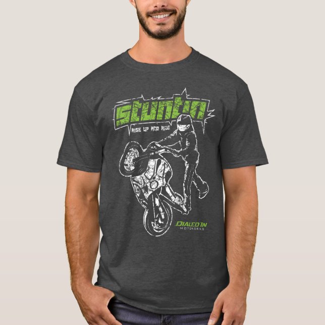 Sport-Fahrrad, das Wheelie-Motorrad-Shirt bremst T-Shirt (Vorderseite)