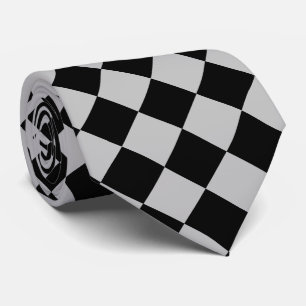 Sport Flag Neck Tie Black and Grau Karo Krawatte