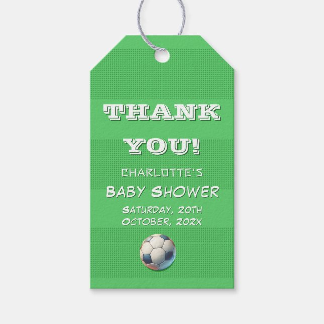 Sport Football Baby Boy Dusche Geschenkanhänger (Vorderseite)