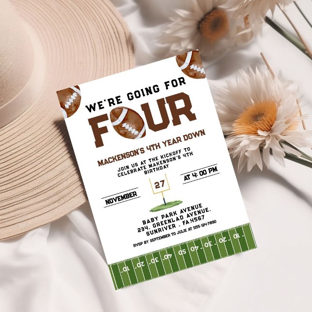 Sport Football  Second Birthday 4th year Down Einladung (Von Creator hochgeladen)