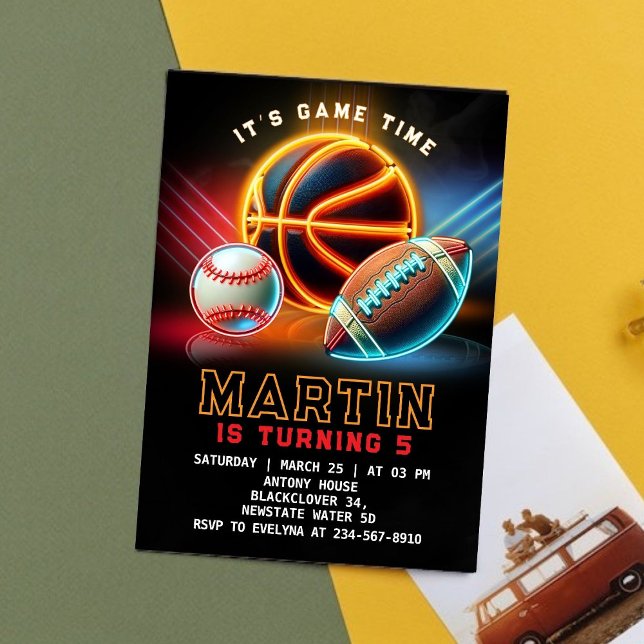 Sport Game Time Geburtstagsparty Einladung (Zazzle Sport Game Time Birthday Party Invitation)