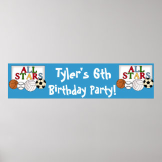 Sport Geburtstagsparty Banner Poster