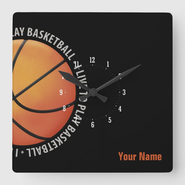 Sport-Geschenke Personalizable Basketball-| Quadratische Wanduhr (Vorderseite)