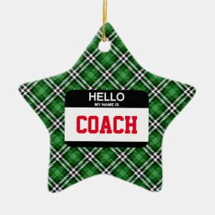 Sport Hallo Mein Name ist Coach Name Tag Urlaub Keramik Ornament
