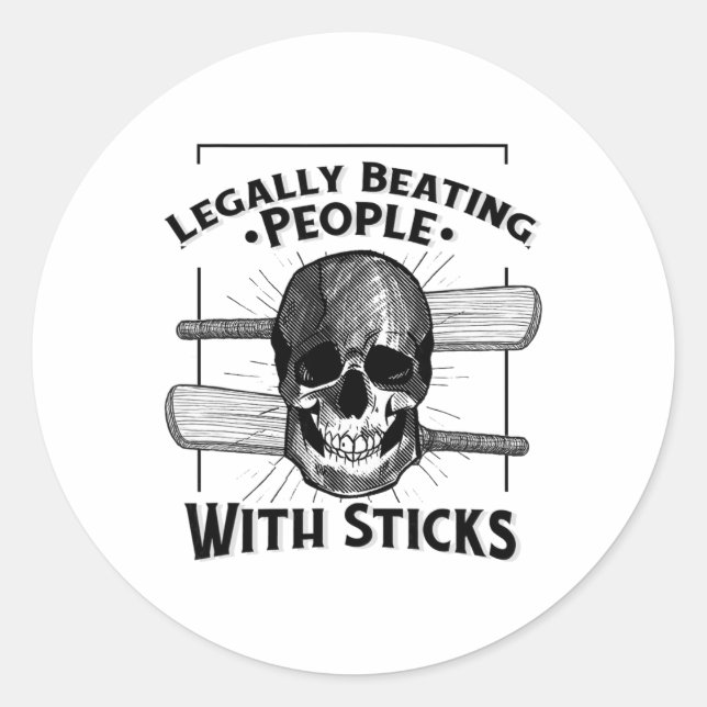 Sport Humor Legally Beating People With Sticks Sku Runder Aufkleber (Vorderseite)