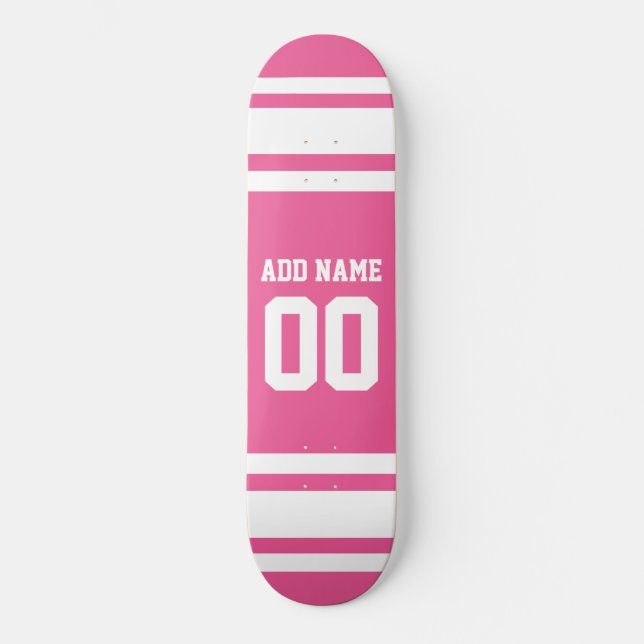 Sport Jersey mit Name und Nummer - Rosa Weiß Skateboard (Vorderseite)