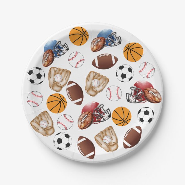 Sport-Kinder-Geburtstagsfeier  Pappteller (Vorderseite)